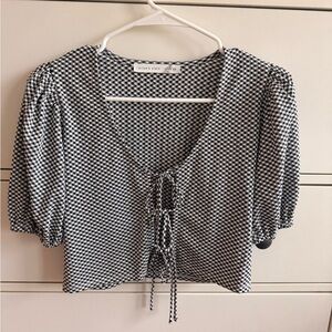Altar'd State Black and White Checkered Blouse